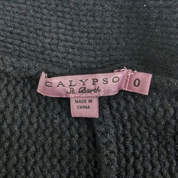 Calypso St. Barth Cashmere Open Front Cardigan Black One Size Oversized - Picture 4 of 5